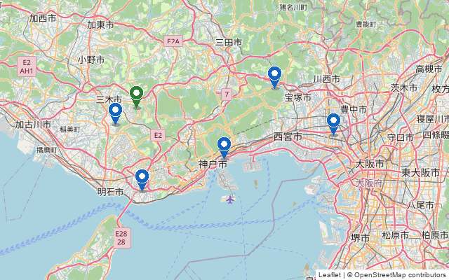 神戸・兵庫の屋内テニスコート位置マップ
