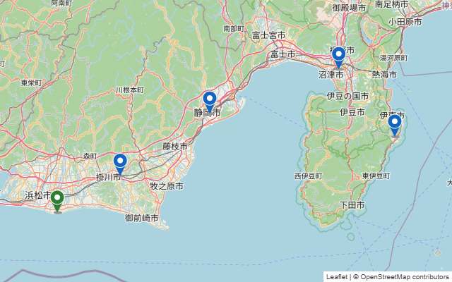 静岡の屋内テニスコート位置マップ