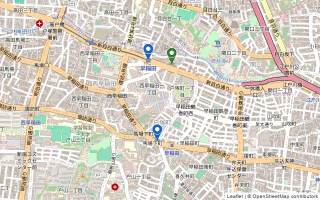 ワセダオートテニスプラザの場所（新宿区西早稲田・都電早稲田停留場の近く）